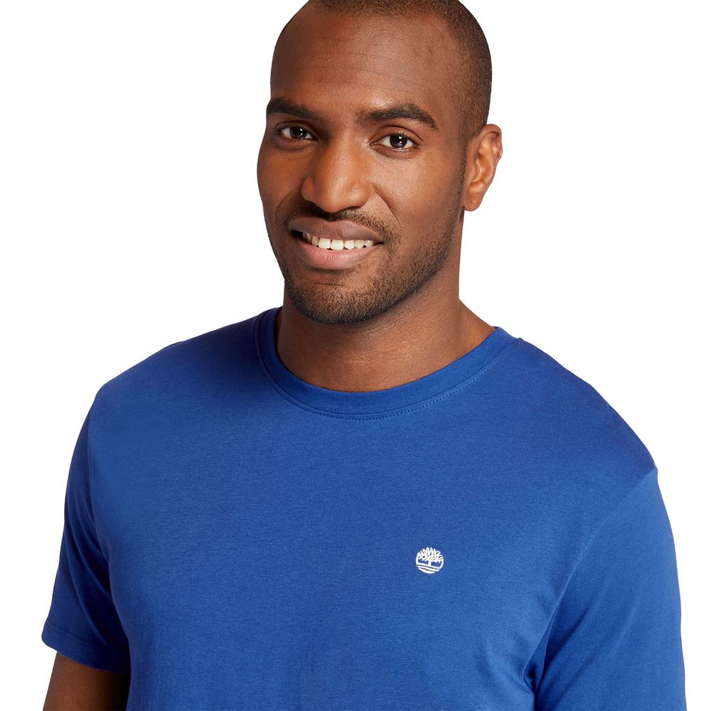 Timberland Mens T-Shirts Embroidered Logo - Blue - India SU2947861